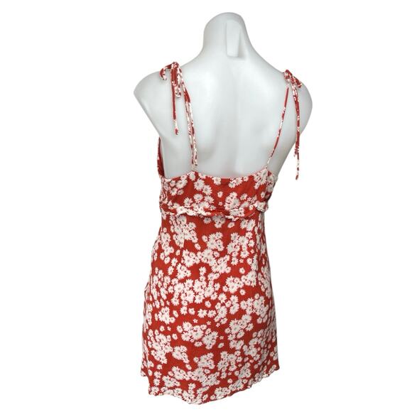 Sweet Pot Red White Floral Sleeveless Tie Strap Cami Camisole Mini Tank Dress 10 - Picture 4 of 6